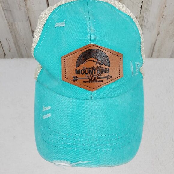 Flex It Pink Club Women Who Move Mountains Cap Teal OSFM - Picture 5 of 8